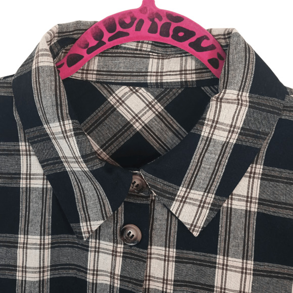 Belted, Plaid, Mini Shirt Dress, Long Sleeve, Button Down Sz Small - Picture 9 of 10